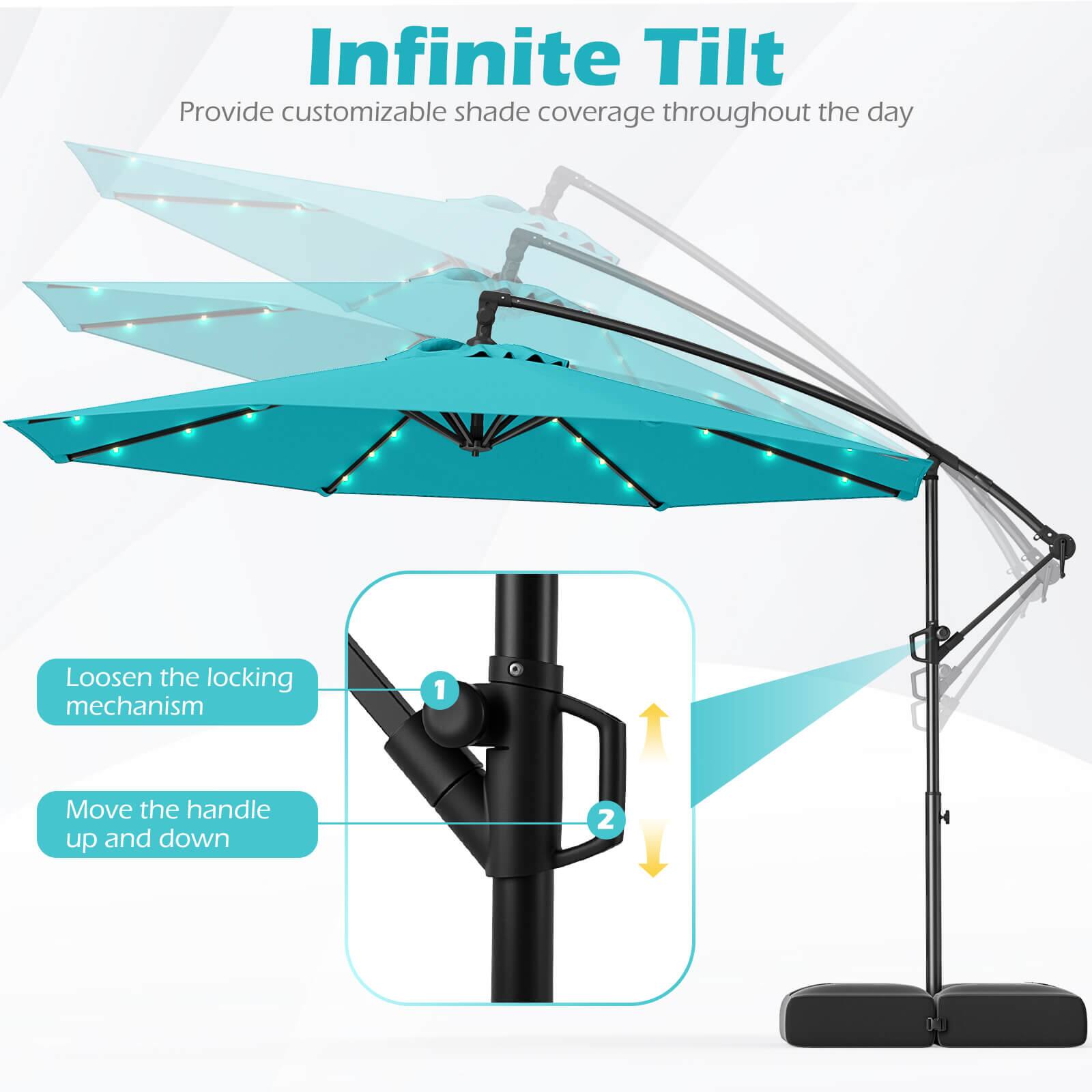 Infinite Tilt: Provide customizable shade coverage throughout the day. Loosen the locking mechanism to move the handle up and down.