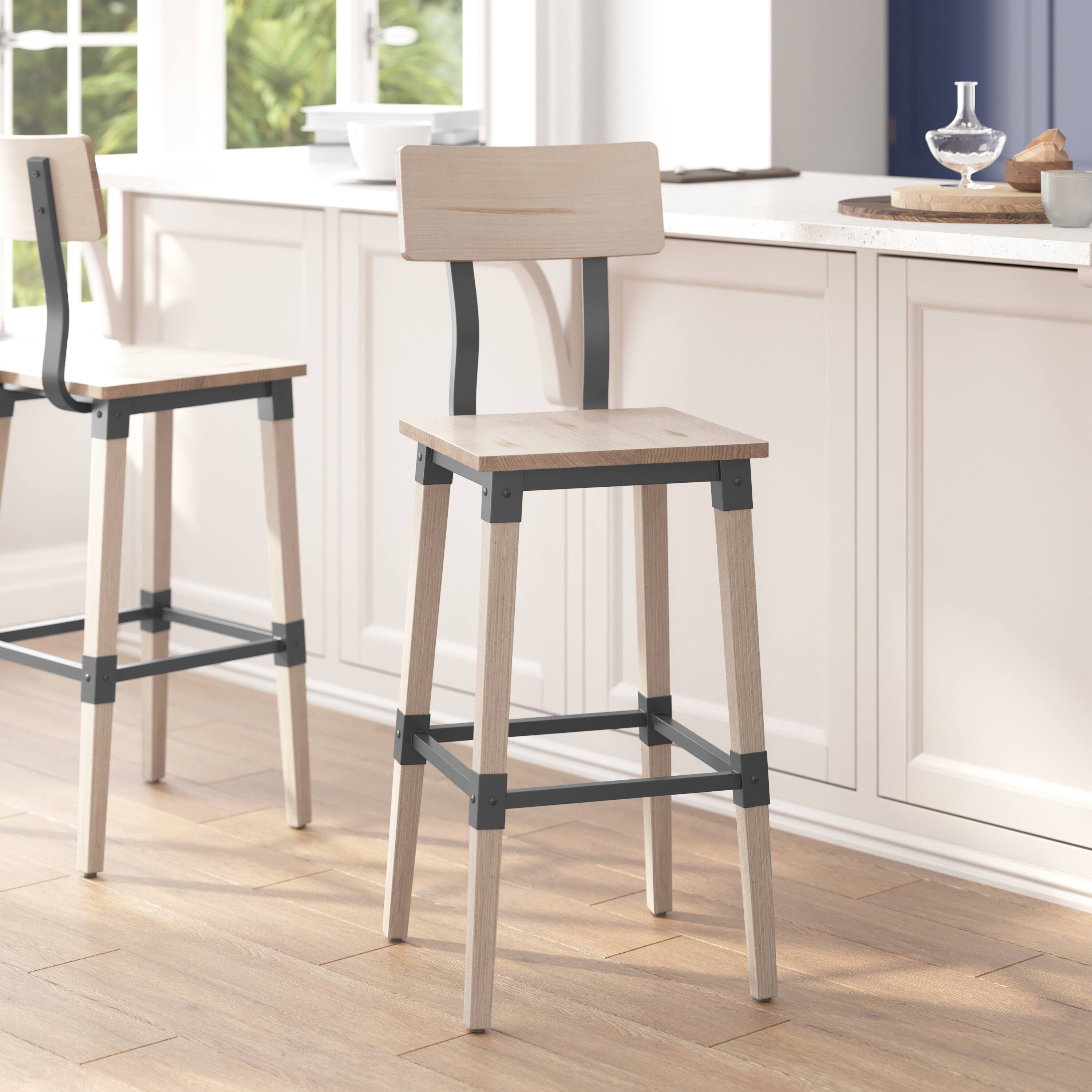 Alt View 3. Flash Furniture - Jackson 2 Pack Commercial Grade Rustic Antique White Industrial Wood Dining Barstool - White.