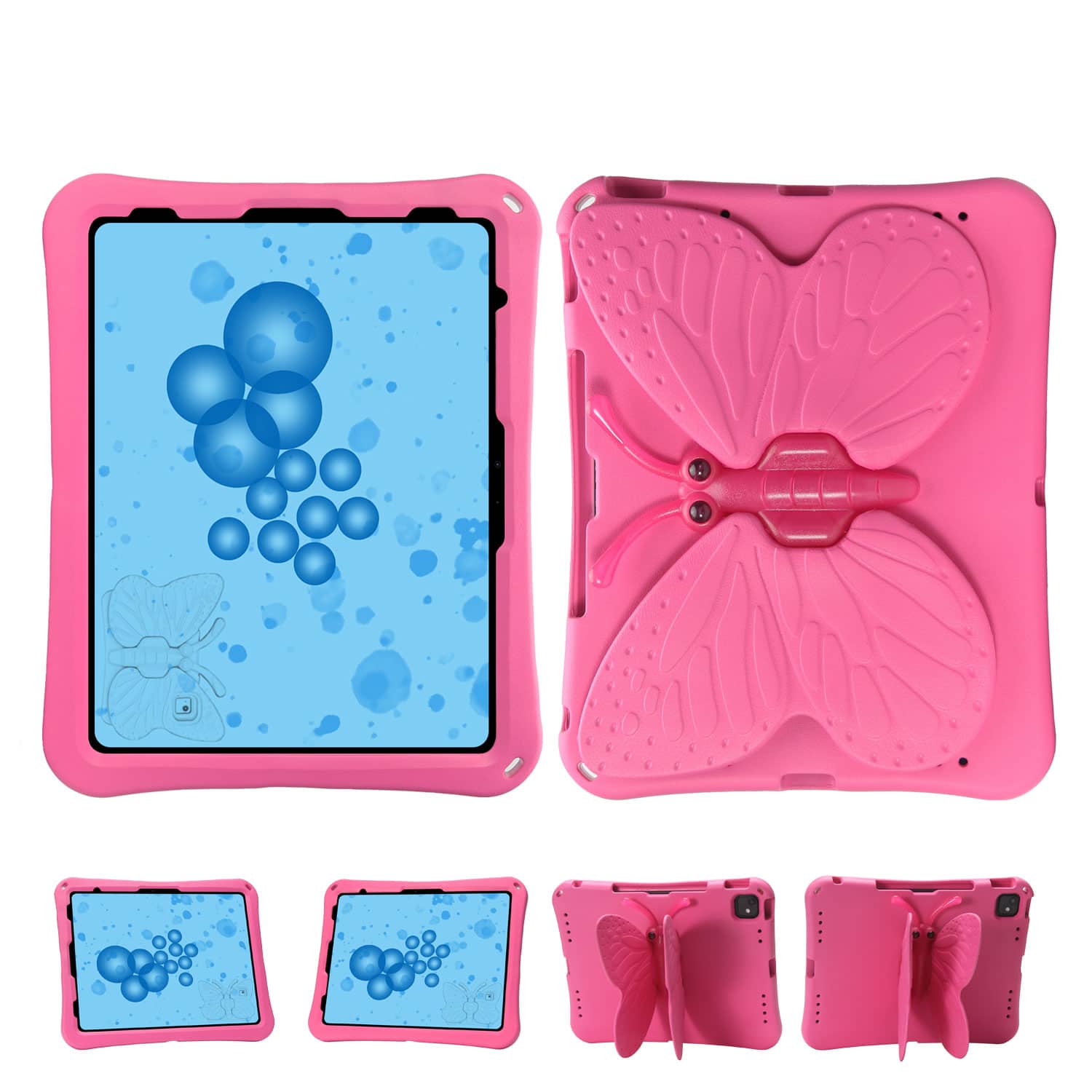 UUCOVER - Butterfly Case for iPad Air 13-inch M4 M3 M2 (2026/2025/2024),Shockproof EVA Kids Case 360° Rotating Stand Cover - Rose