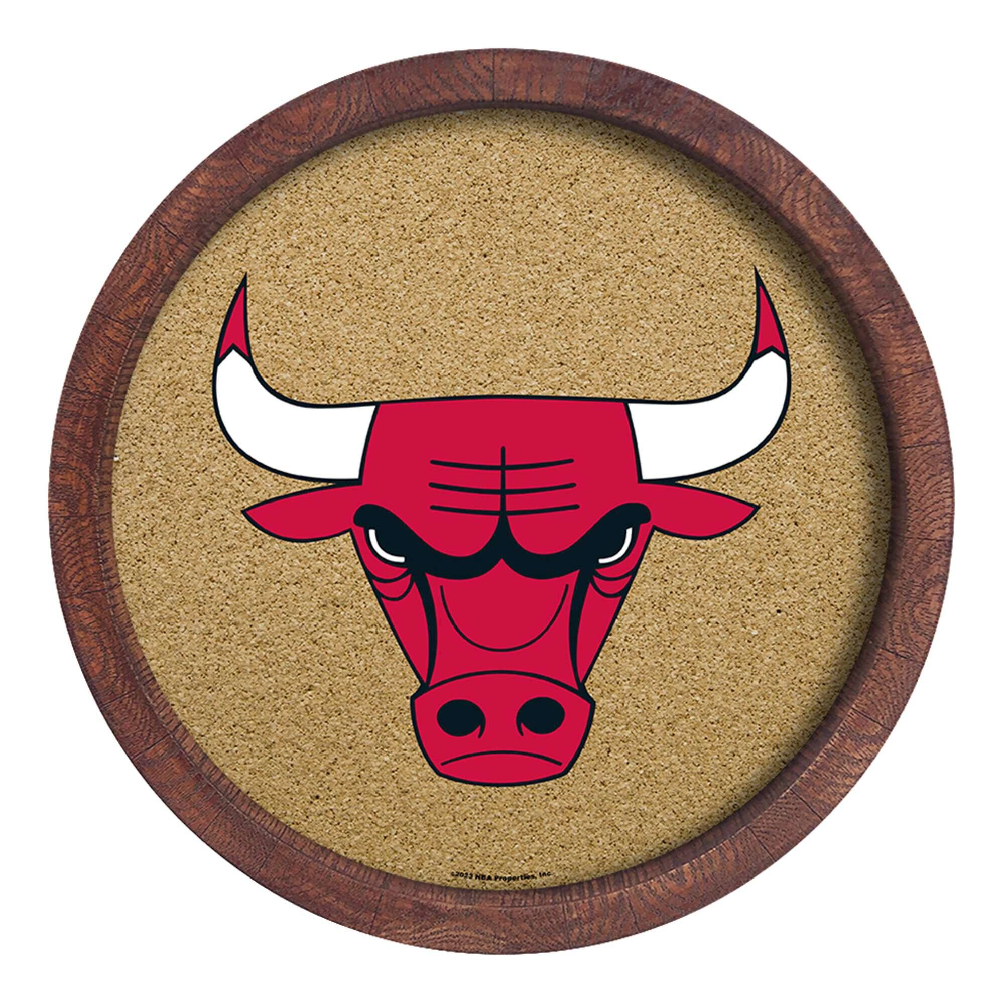 Chicago Bulls 20.25'' Round Faux Barrel Framed Cork Board