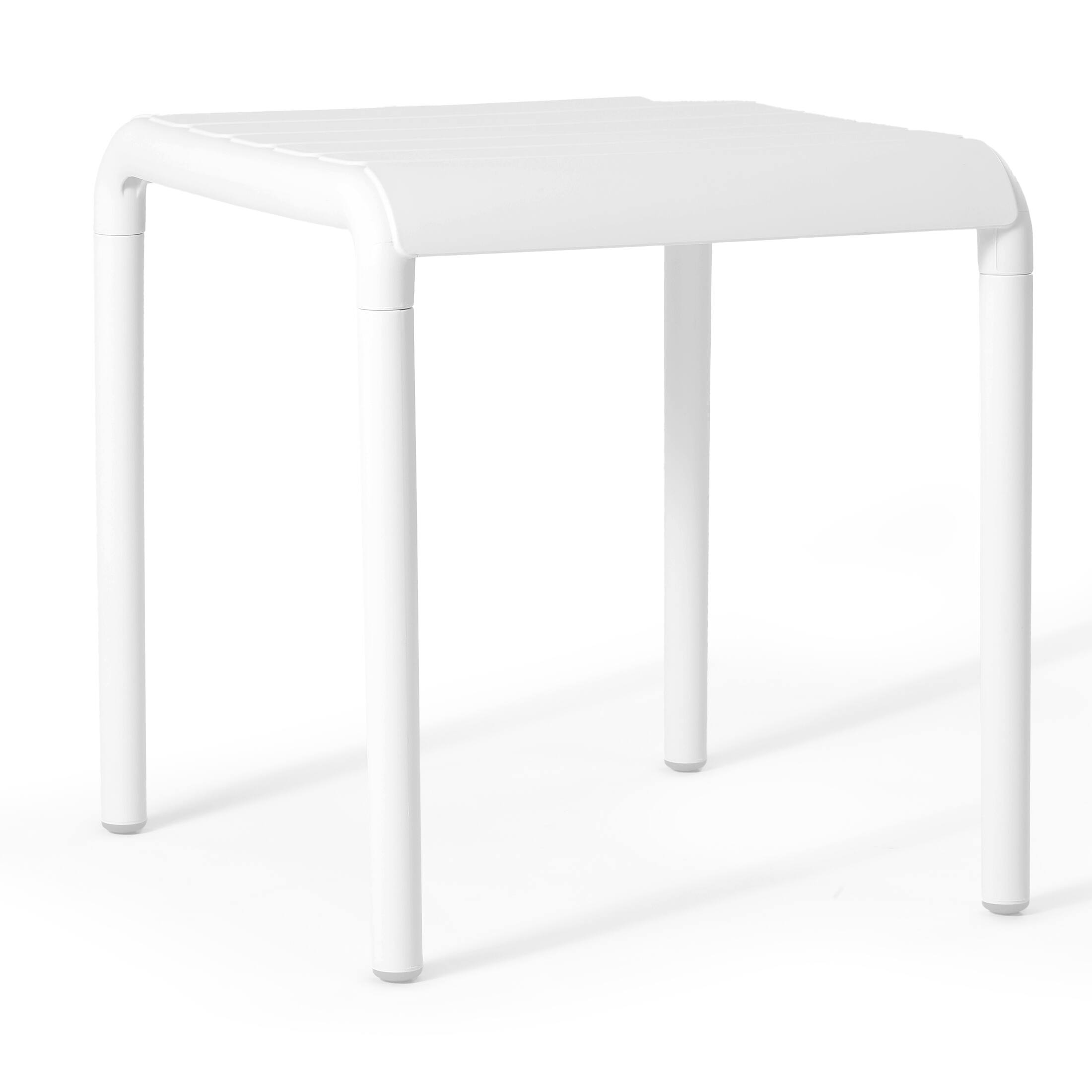 Left. WestinTrends - WestinTrends Playa Plastic Modern Outdoor Patio Accent Side Tables (Set of 2) - White.