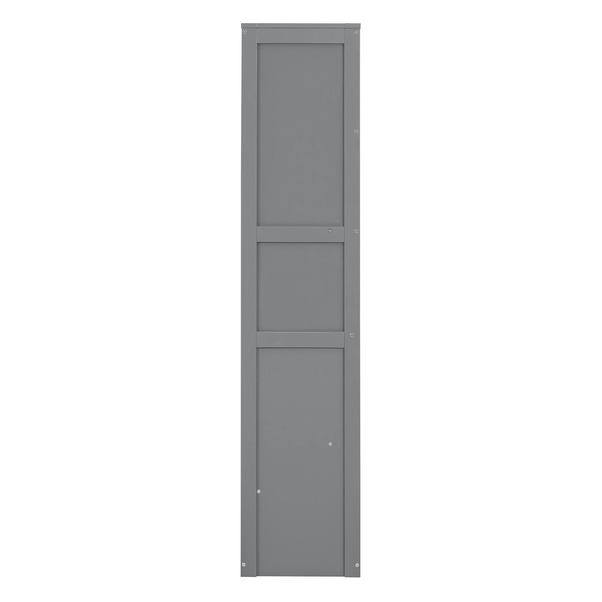 Alt View 7. Tiramisubest - Full Size Murphy Bed with Shelves, Gray, Solid Wood + MDF, Space-Saving - Gray.
