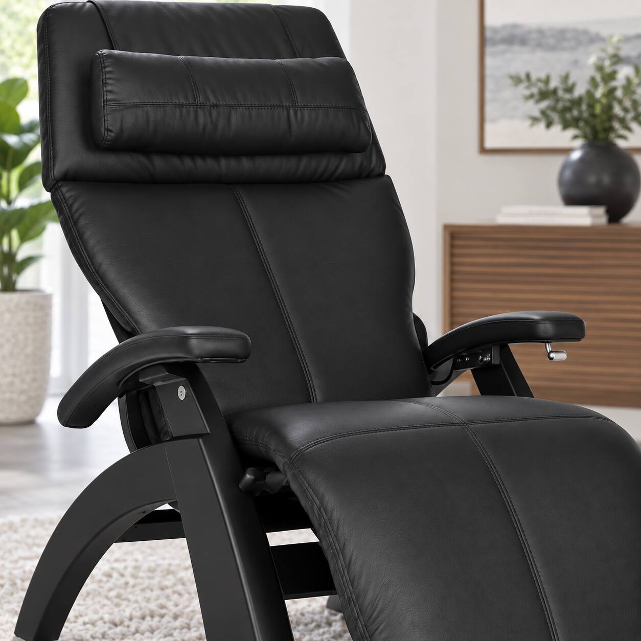 Alt View 2. Human Touch - Human Touch Perfect Chair PC-420 Classic Manual Plus Zero Gravity Chair Recliner with Solid Wood Base - Matte Black / Black SofHyde / Comfort.