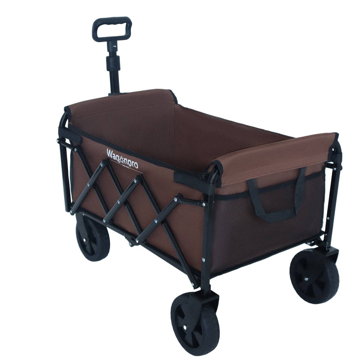 Alt View 4. Loheer - Loheer Expandable Dual Layer Utility Wagon, 225 lb Capacity Folding Cart with Swivel Wheels, Brown.