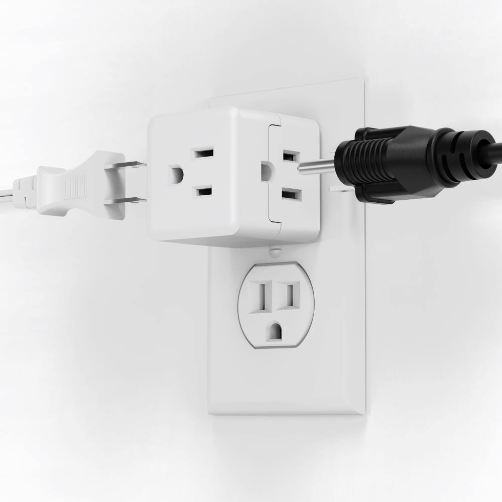 Alt View 4. Fosmon - 1 Pack 3 Outlet Extender, Multi Plug Wall Outlet Splitter, [ETL Listed] Compact Electrical Outlet Plug Extension, Indoor - White.