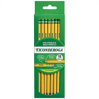THE WORLD'S BEST PENCIL
TICONDEROGA
#2 HB
18
Writes Smoothly
Sharpens Evenly
Cleanly
SHARFENED