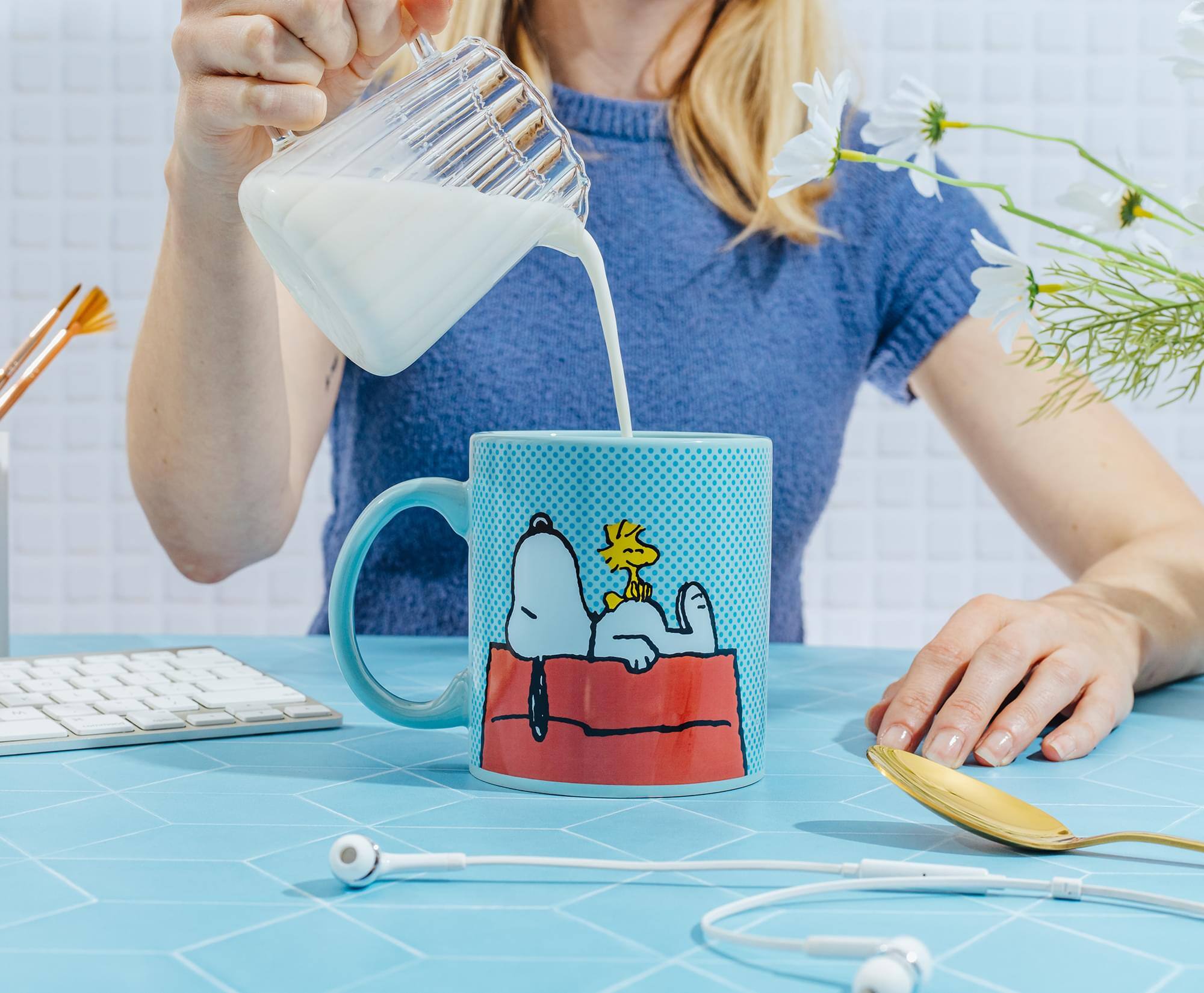 Alt View 5. Silver Buffalo - Peanuts Snoopy and Woodstock Lounging Ceramic Mug | Holds 20 Ounces - Multi-Colored.