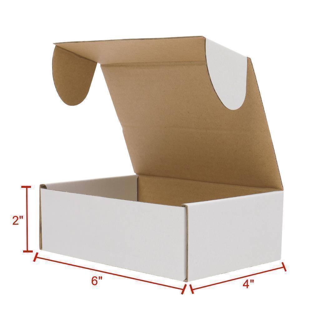Alt View 1. Winado - 50 - 6x4x2 White Corrugated Shipping Mailer Carton 50 Pack Packing Fold Box for UPS, USPS, FedEx, DHL, and More Shipping - White.