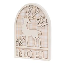 BreeBe - Noel Deer & Snowflakes White Glittered Arch Sitter - White, Beige