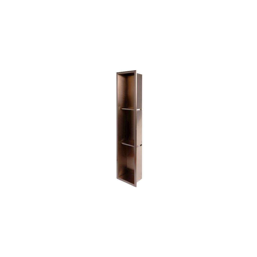 Alt View 1. Alfi - 8" x 36" Brushed Copper PVD Stainless Steel Vertical Triple Shelf Shower Niche - Brown.