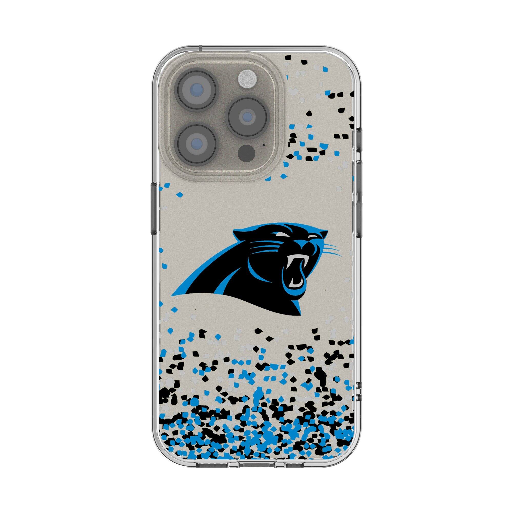 Front. Keyscaper - Carolina Panthers iPhone Clear Case with Confetti Design - 14 Pro Max - Multicolor.
