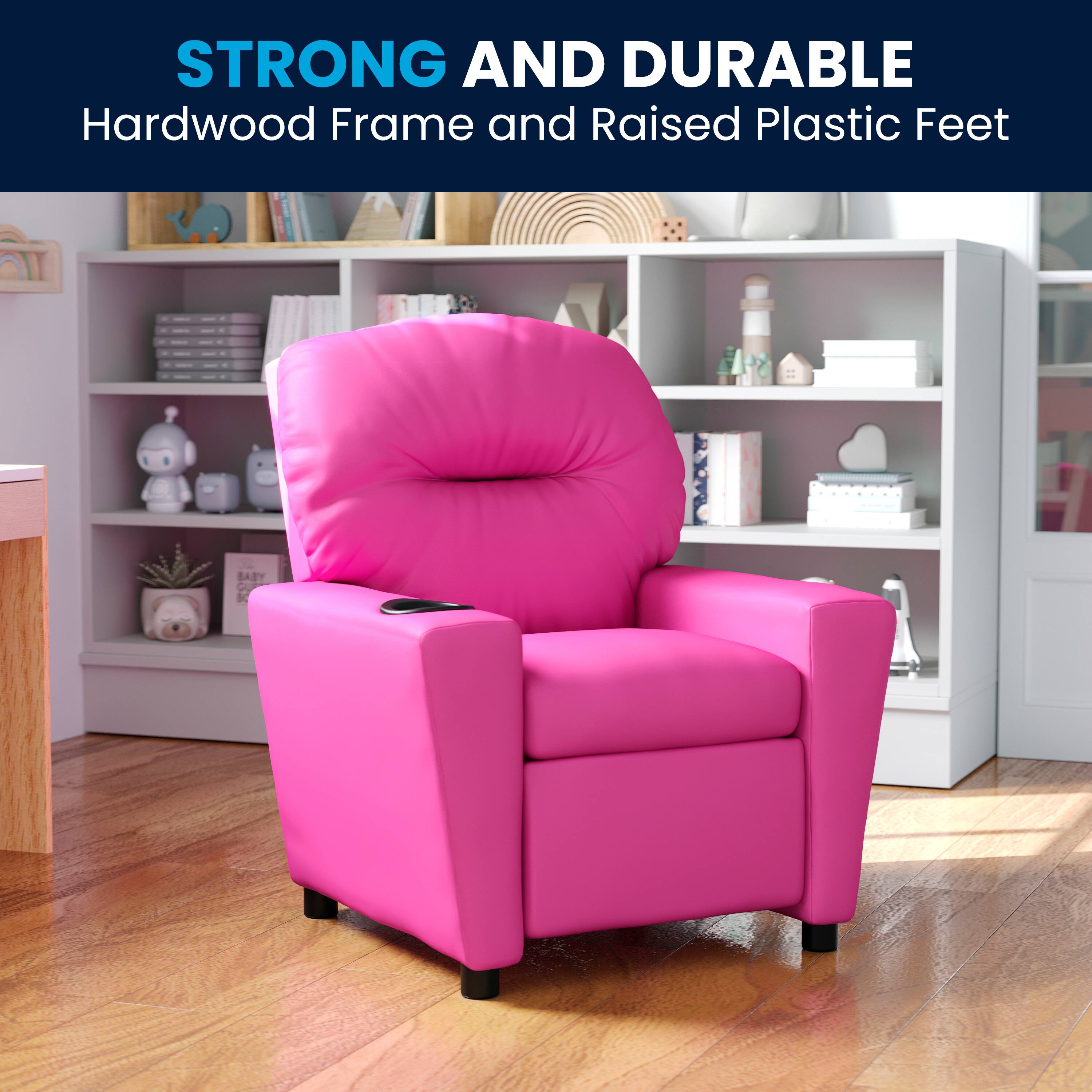 STRONG AND DURABLE  
Hardwood Frame and Raised Plastic Feet