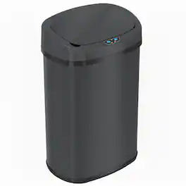 iTouchless - 13 Gallon Oval Stainless Steel Sensor Kitchen Trash Can with AbsorbX Odor Filter - Gray