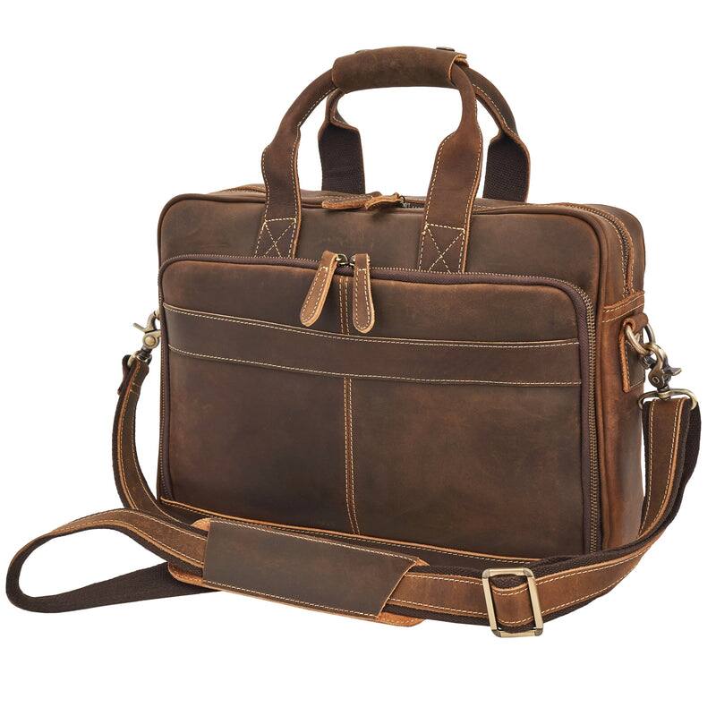 Angle. Luxorro - Leather Laptop Bag for me. Fits 17" Laptops - Dark Brown.