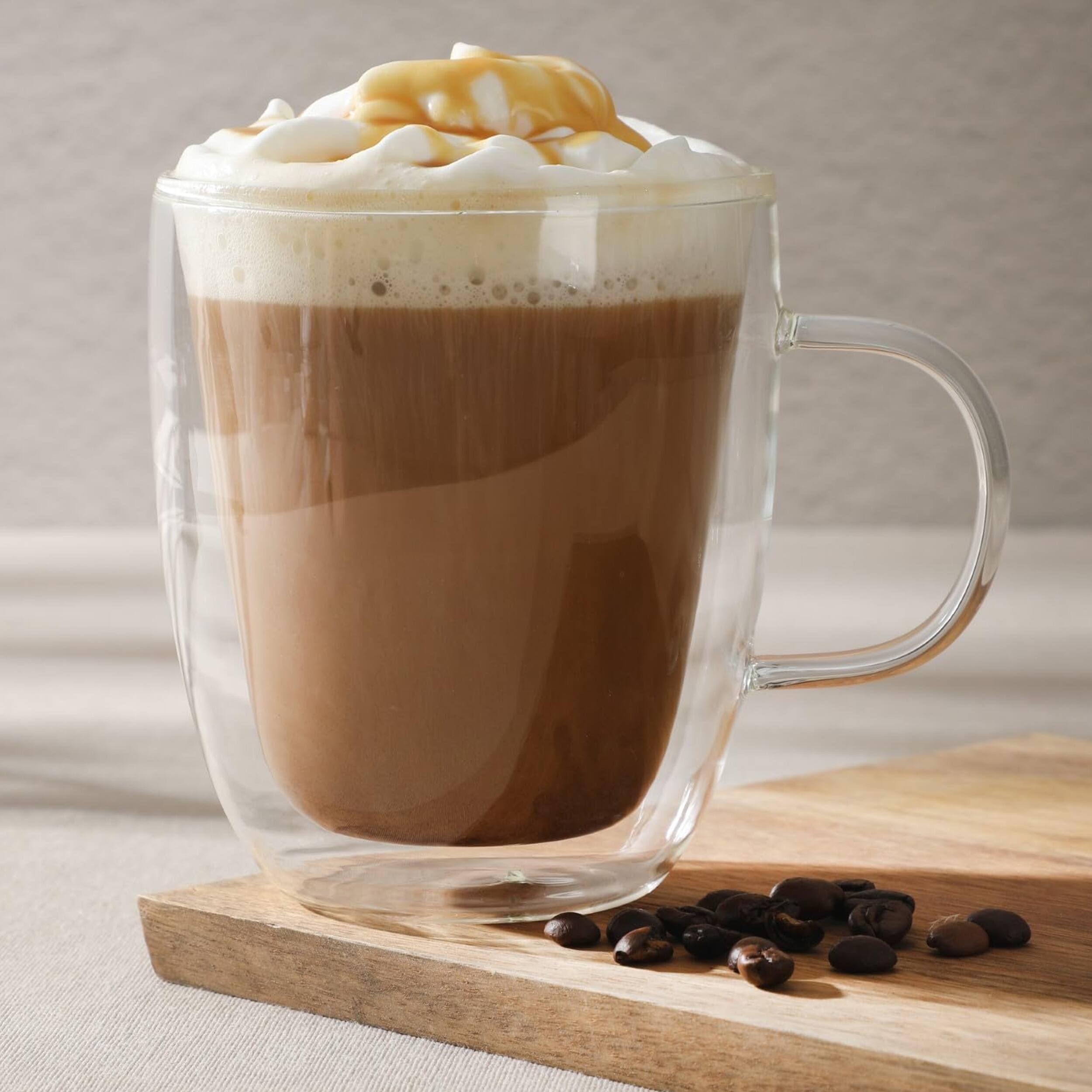 Alt View 4. Mr. Coffee - Mr. Coffee Retro Machiatto 2 piece 16 Ounce Double Wall Insulated Glass Mug Set - Clear.