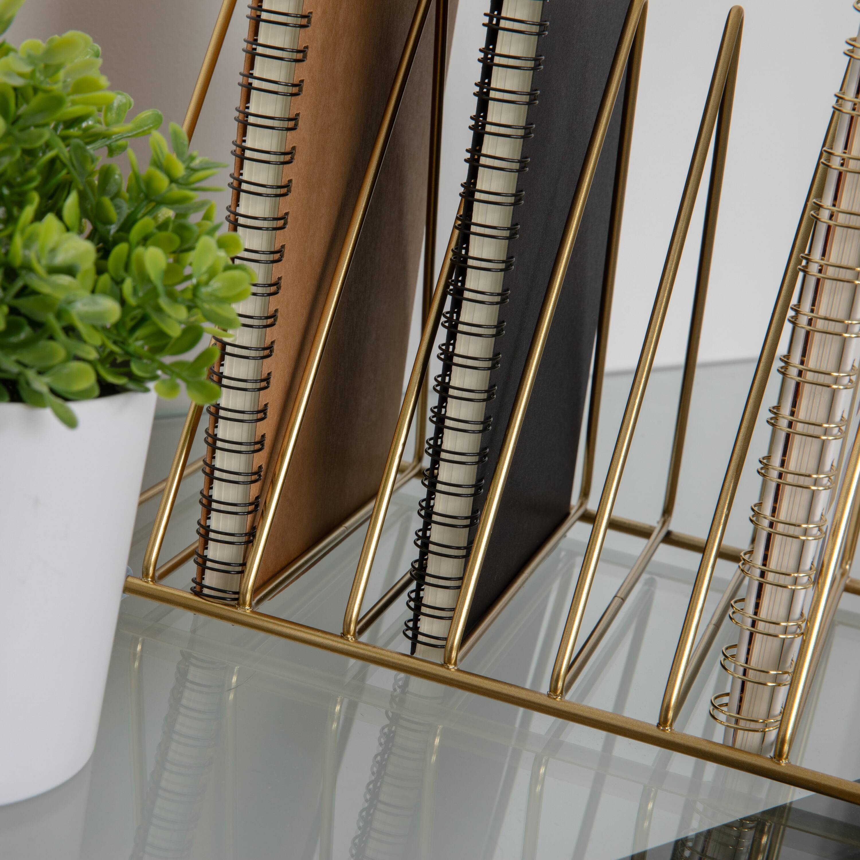 Alt View 15. Martha Stewart - Ryder Premium Metal 9 Slot Triangle Desktop Organizer - Gold.