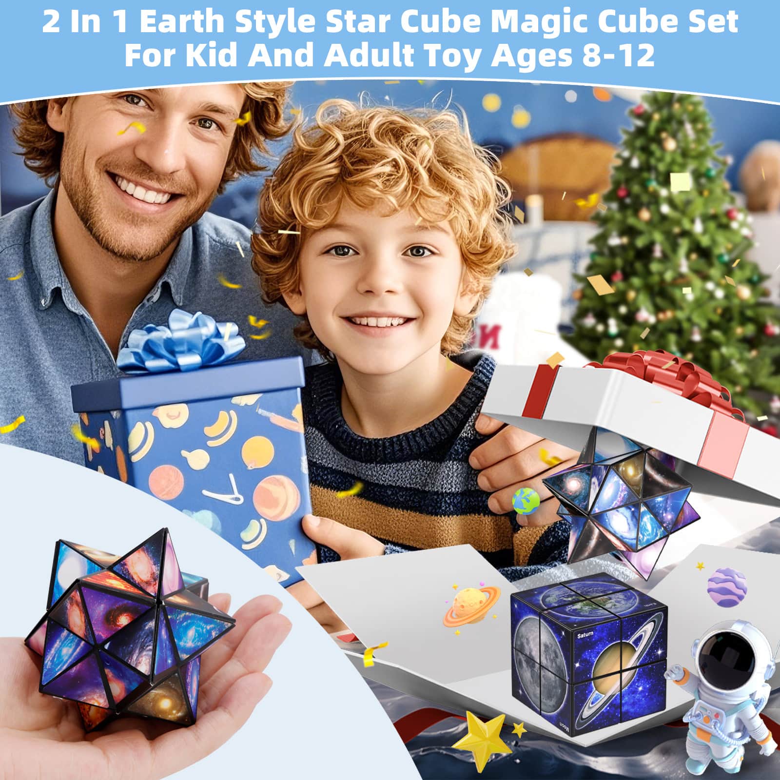 Topteng 2 in 1 Earth Style Star Magic Cube Set Transformable