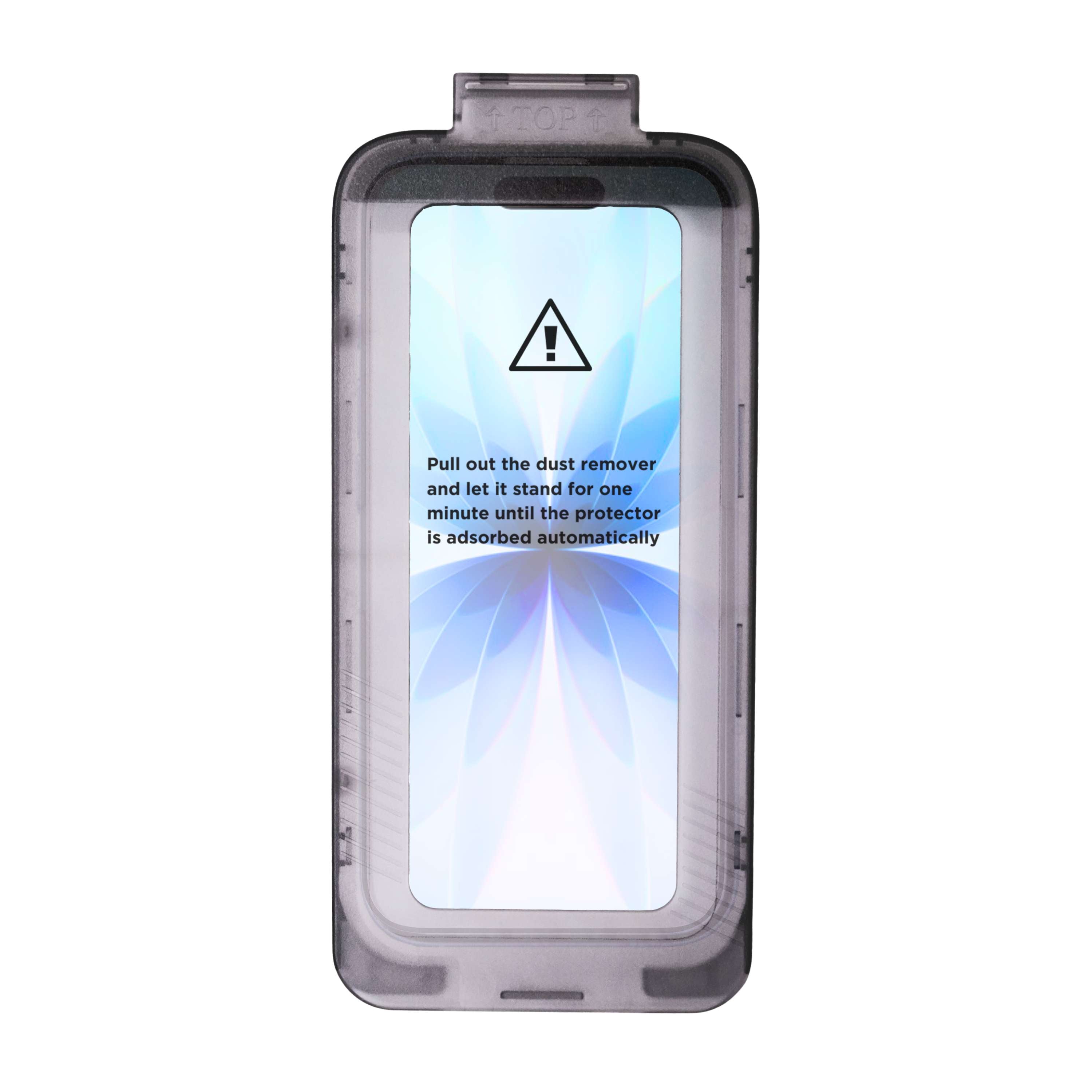 Pull out the dust remover and let it stand for one minute until the protector is adsorbed automatically.