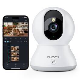Blurams - 8MP Indoor PTZ Camera, Baby & Pet Monitor with Phone App, One-Touch Call, AI Detection, Dual-Band Wi-Fi 6, Alexa Compati - White