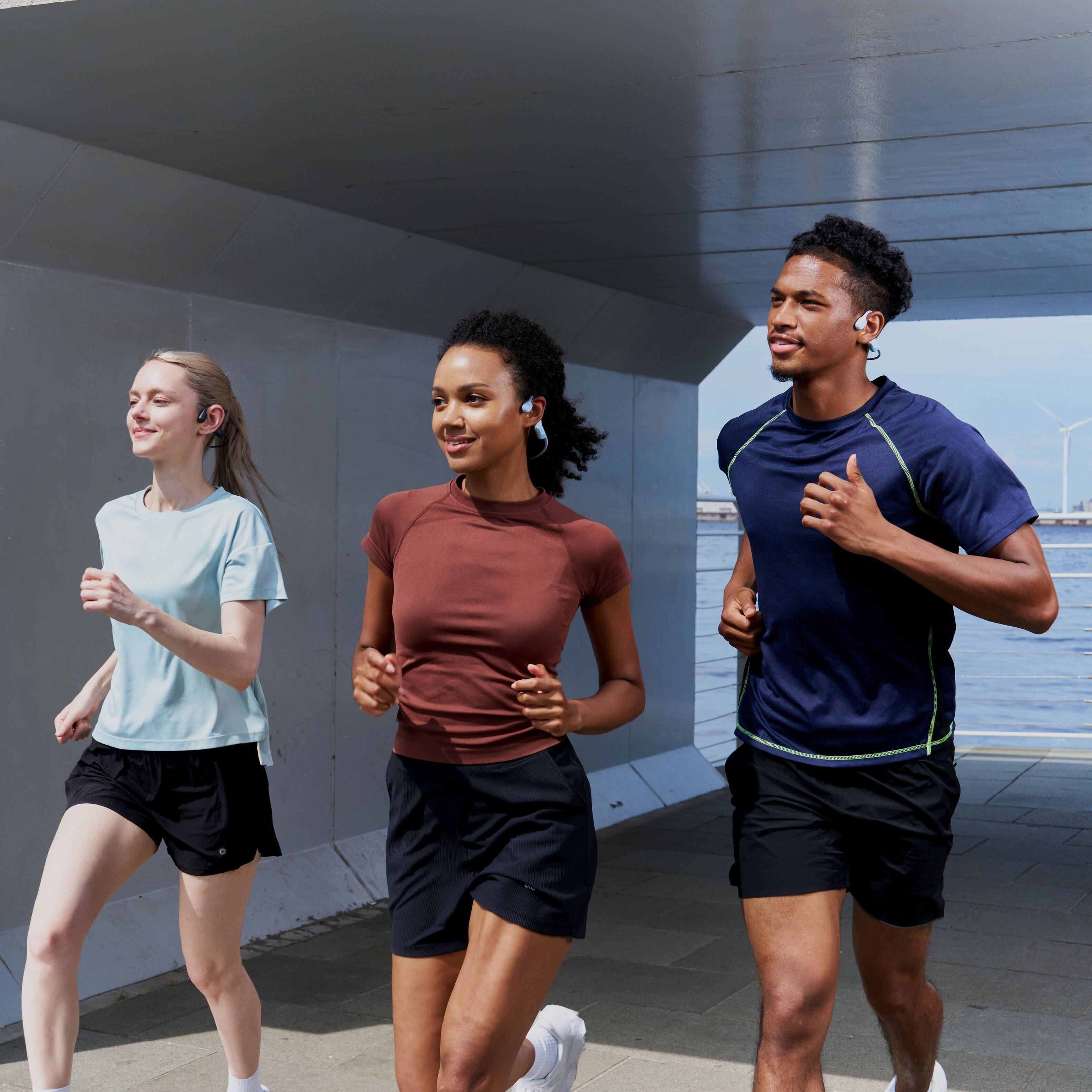 Alt View 6. Shokz - OpenRun Air 2 Wireless Bone Conduction Open-Ear Bluetooth Sports Headphones - Ice Blue.