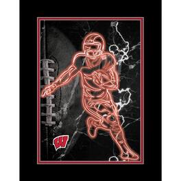 Fan Creations - Wisconsin Badgers 12'' x 16'' Framed Neon Player Print - Black