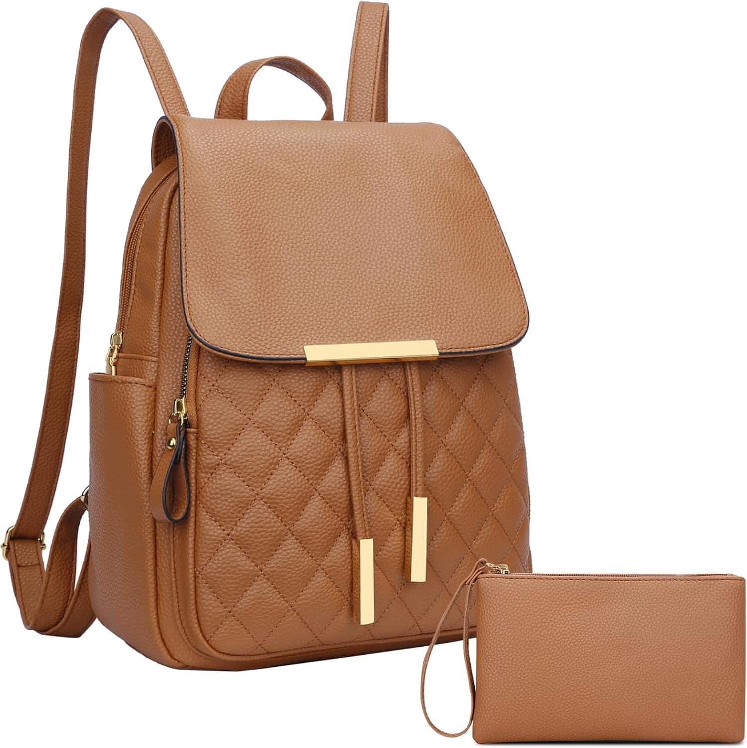 Live At Space - KKXIU Backpack Purse Women Stylish Travel Daypack Ladies, Leather Purses Multiple Pockets Work, College, Ideas - Y-brown-Backpack&purse