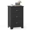 Costway - 3 Drawers Nightstand End Table Storage Wood Side Bedside - Black