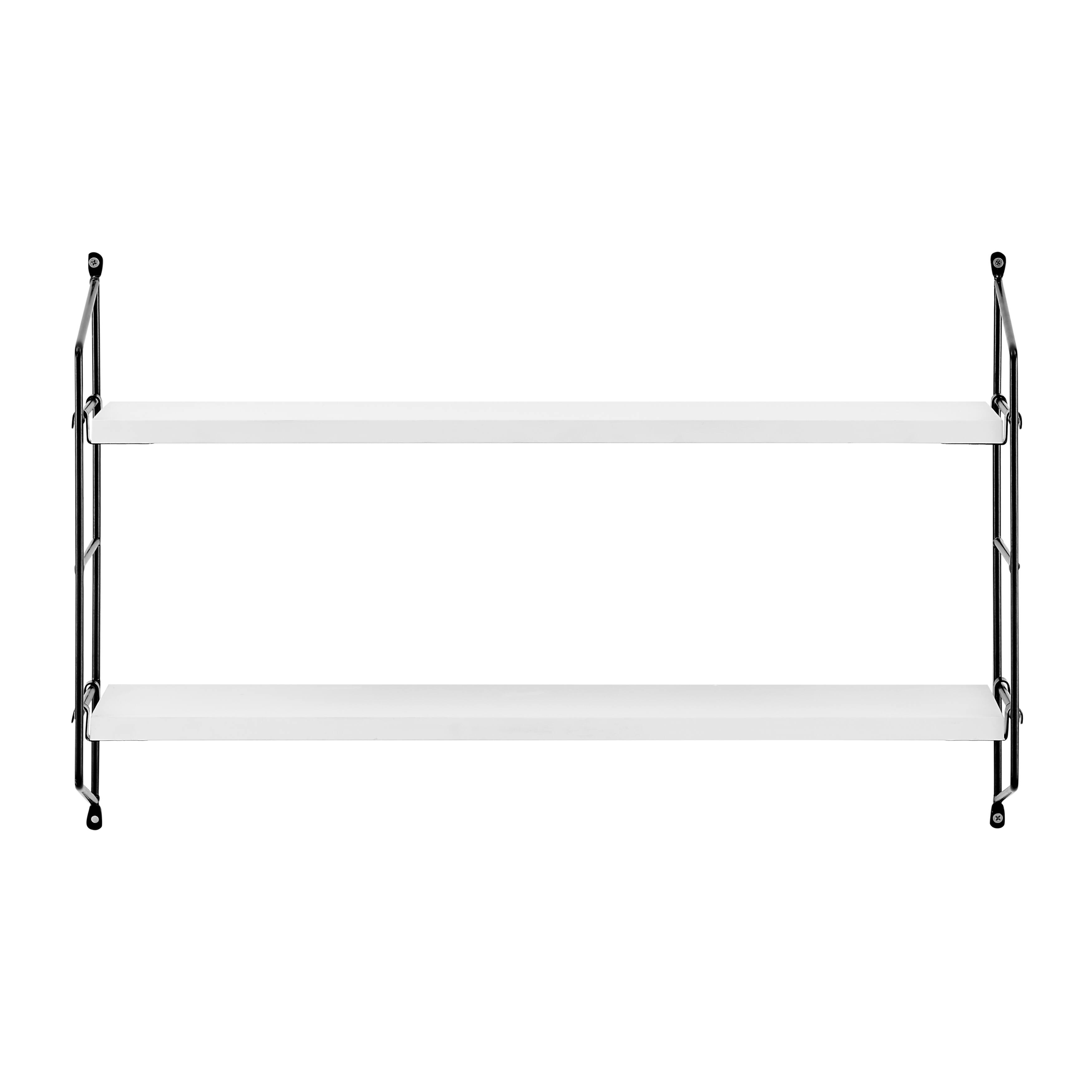 Front. Danya B - Severini Floating Bracket Farmhouse Two-Tier Wall Shelf - Black/White - White.