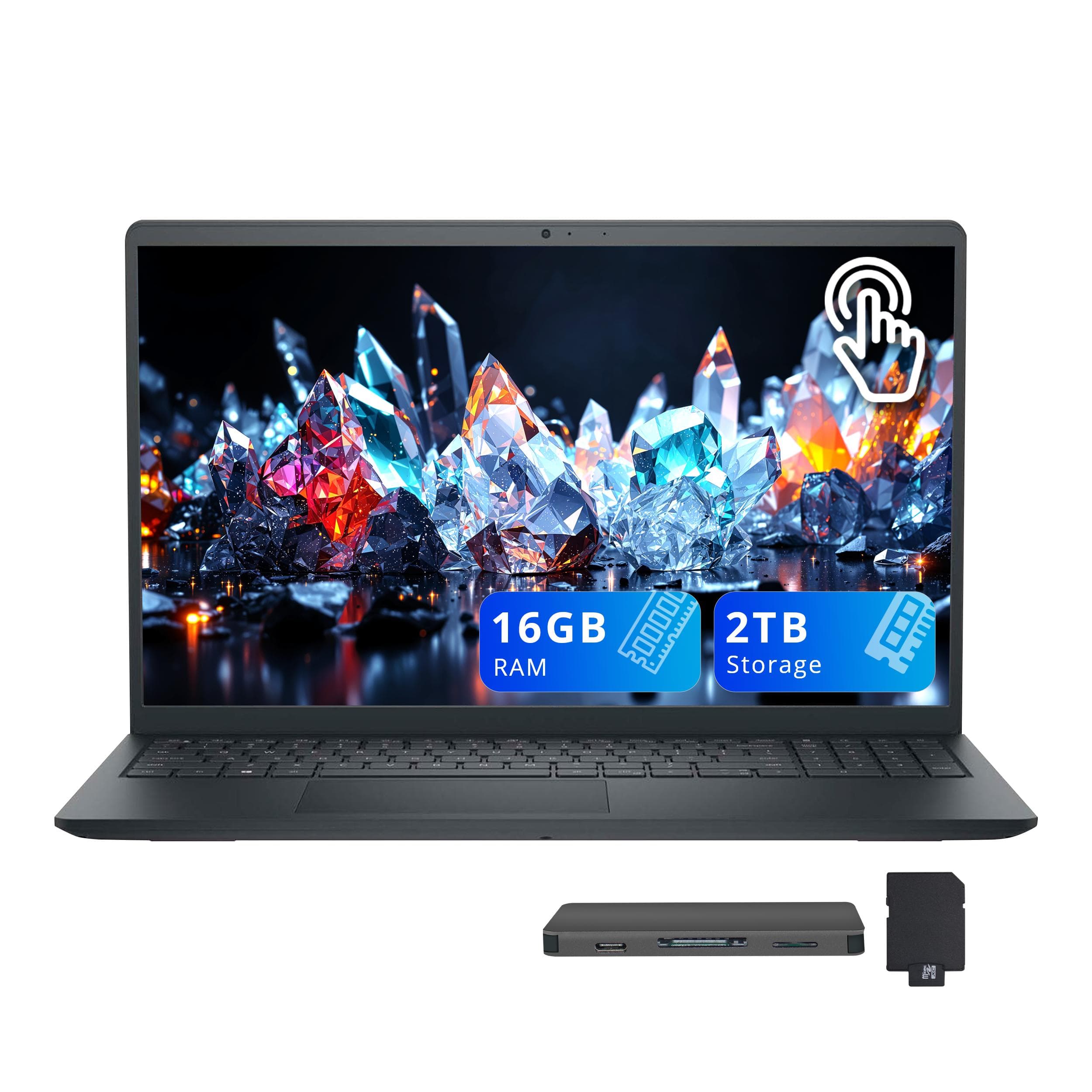Dell - Inspiron 15 15.6" FHD Touchscreen Laptop,Ryzen 5 7530U,16GB RAM,1TB SSD+1TB Dock Set,Numeric Pad,Win 11 - Black