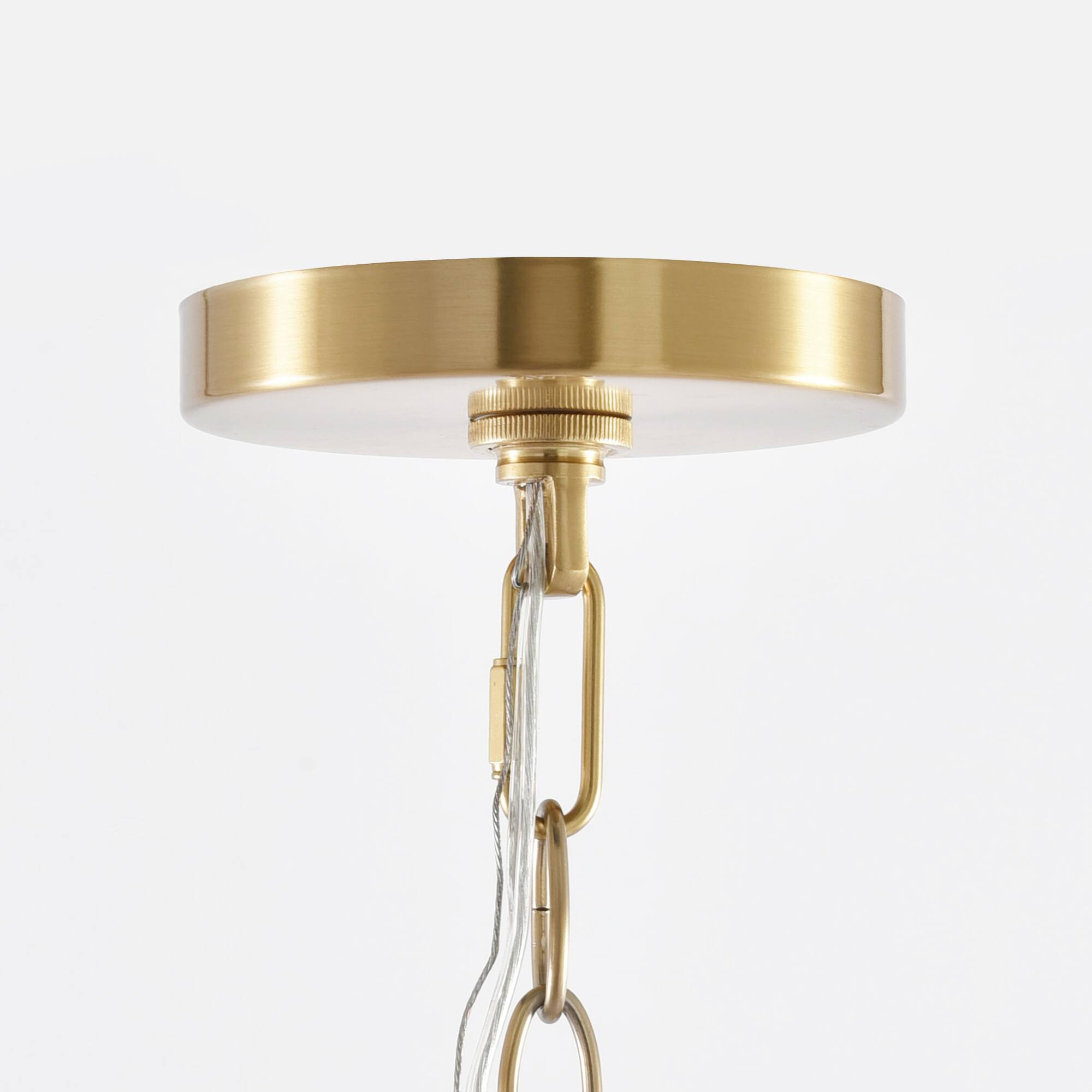 Alt View 7. Parrot Uncle - 26" Modern 5-Light Chandelier with Glass Shade Adjustable Pendant Lighting For Dining Room and Living Room - Gold.