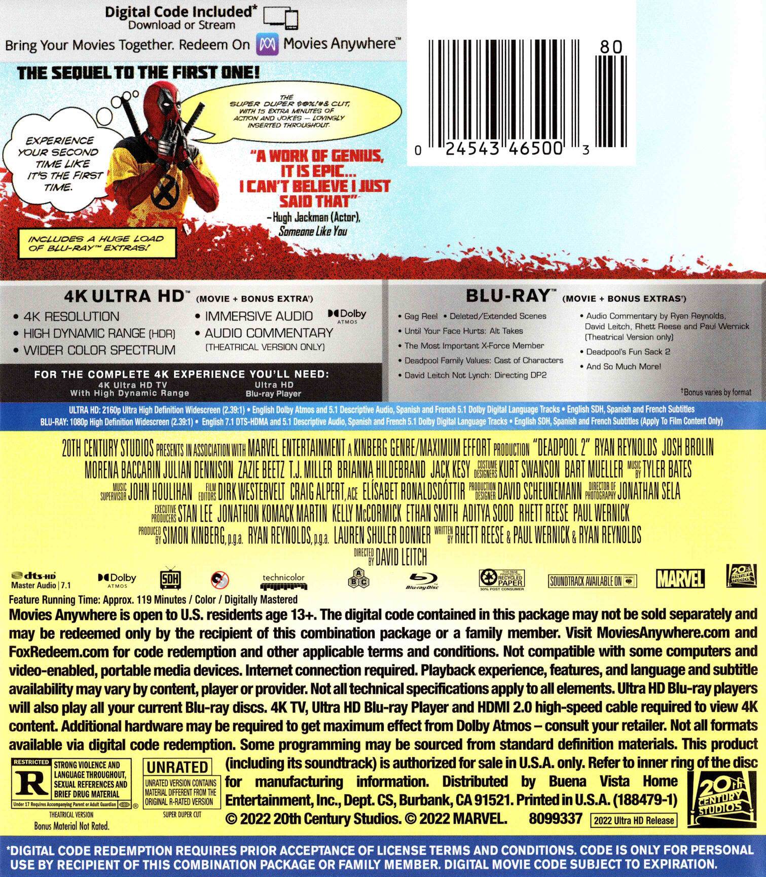 Alt View 1. Deadpool 2   - 4K Blu-Ray.
