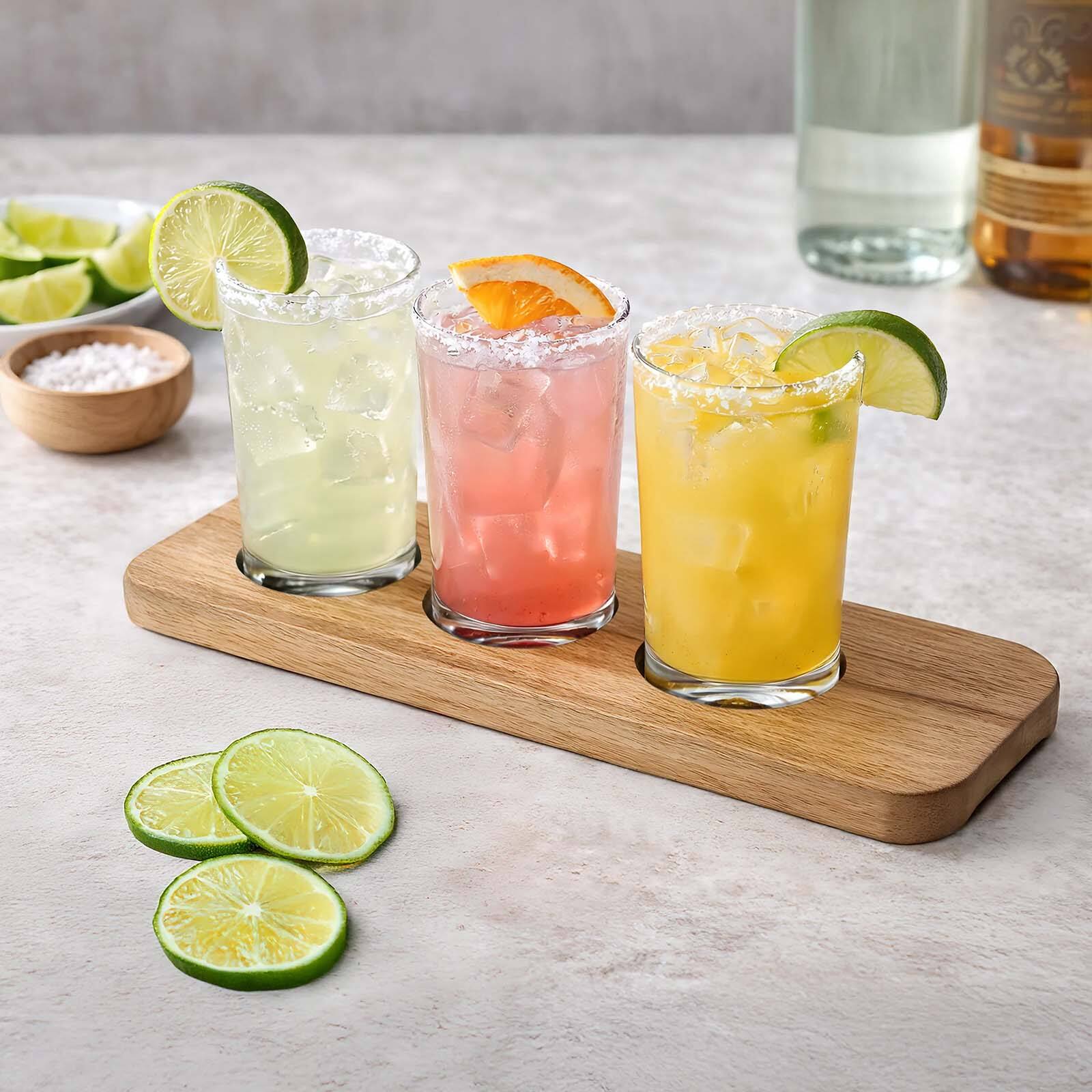 Alt View 3. Final Touch - 4 Piece Margarita and Frozen Drink Flight Tasting Set - Brown.