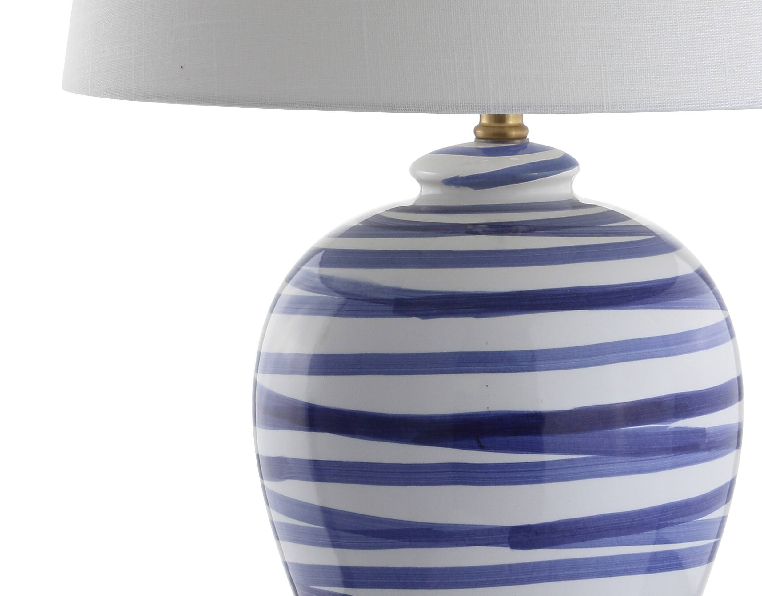 Alt View 6. Jonathan Y - Joelie 29" Ceramic LED Table Lamp, Blue/White - Blue/White.
