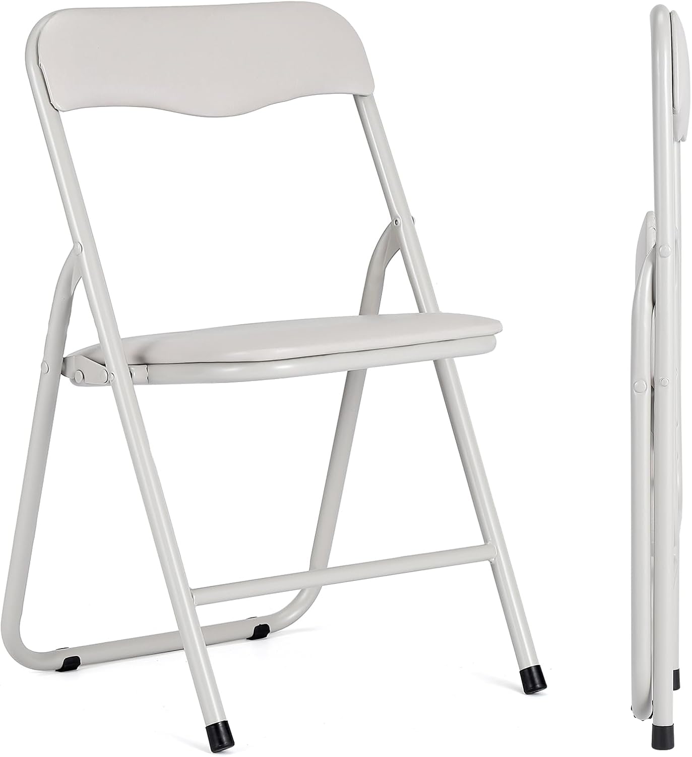 Alt View 4. Homhougo - 3-Piece Folding Card Table and Chair Set - Upholstered Activity Set with Portable Metal Frame, Beige - Beige 2 Chairs.