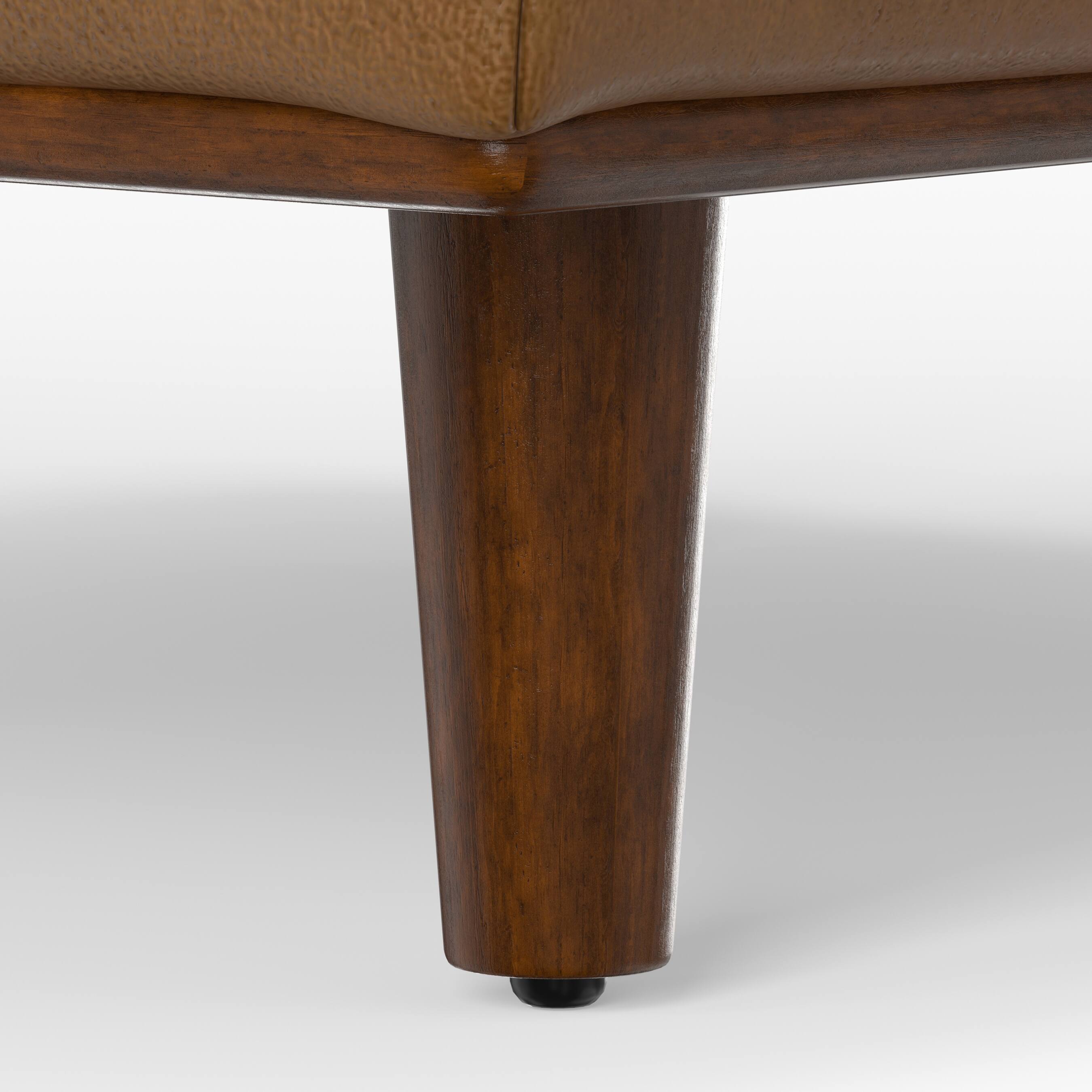 Alt View 2. Simpli Home - Morrison 33 inch Wide Mid-Century Modern Table Ottoman in Caramel Brown Top Grain Genuine Leather - Caramel Brown.