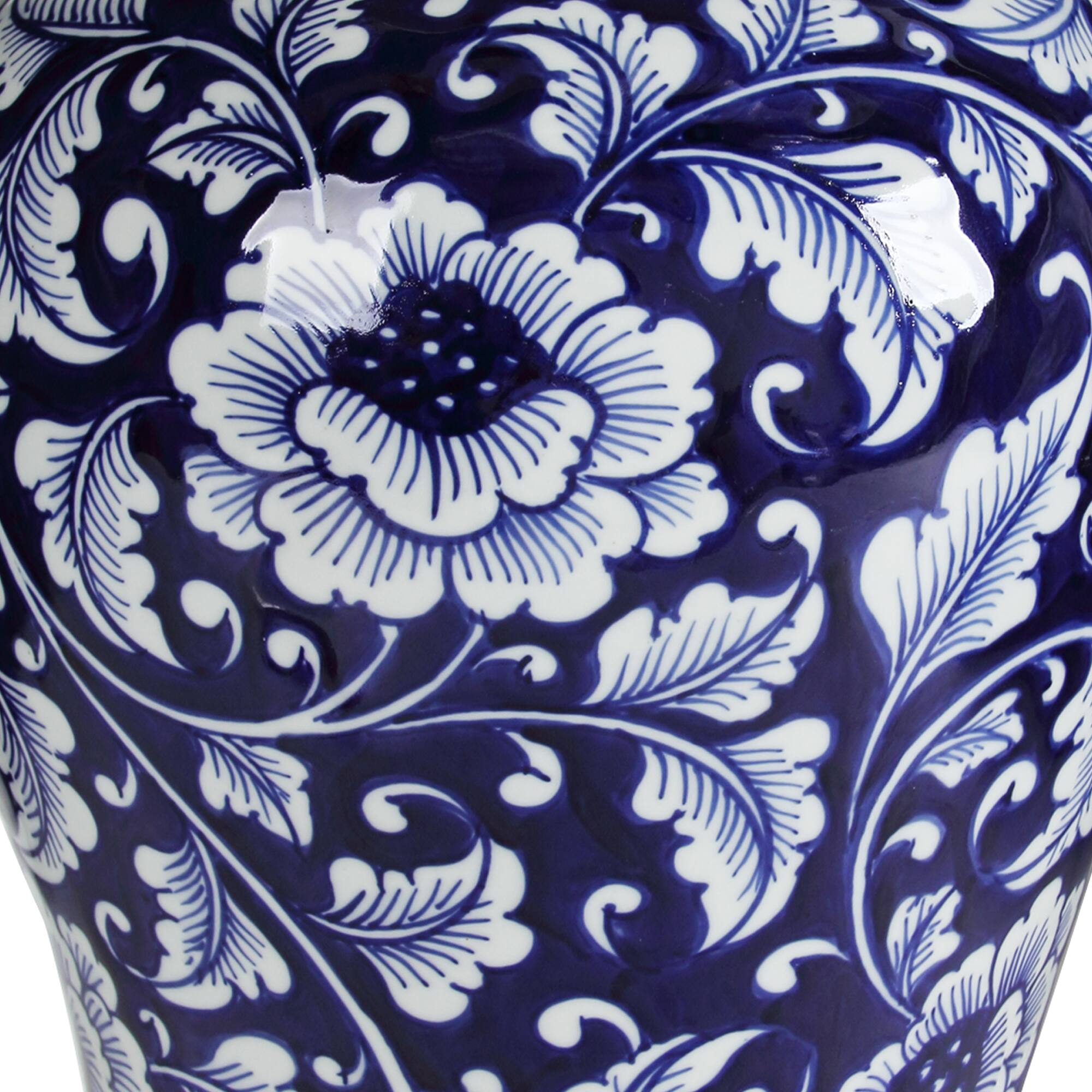 Alt View 2. Manhattan Lane - Kipp Bold Floral Impressive Jar with Lid - Blue & White.