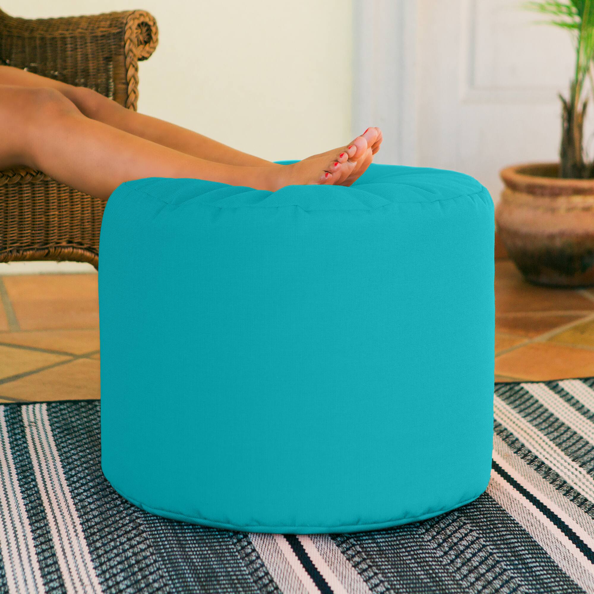 Back. Jaxx - Jaxx Spring Indoor / Outdoor Bean Bag Pouf Ottoman, Light Blue - Light Blue.