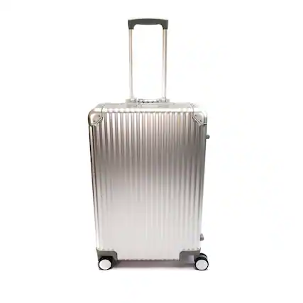 Front. Vingarde Valise - Aluminum 12 Bottle Wine Travel Case - Silver.