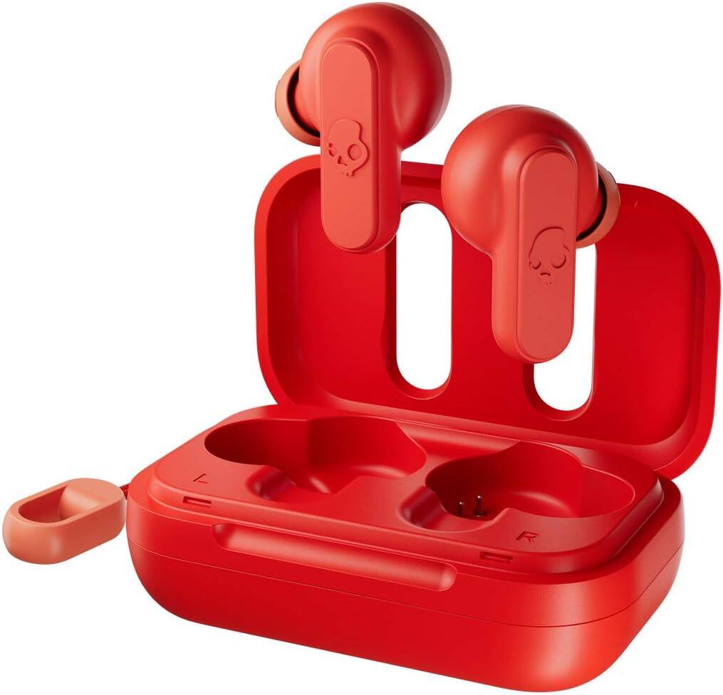 Angle. Skullcandy - Dime Bluetooth True Wireless Earbuds - Red.