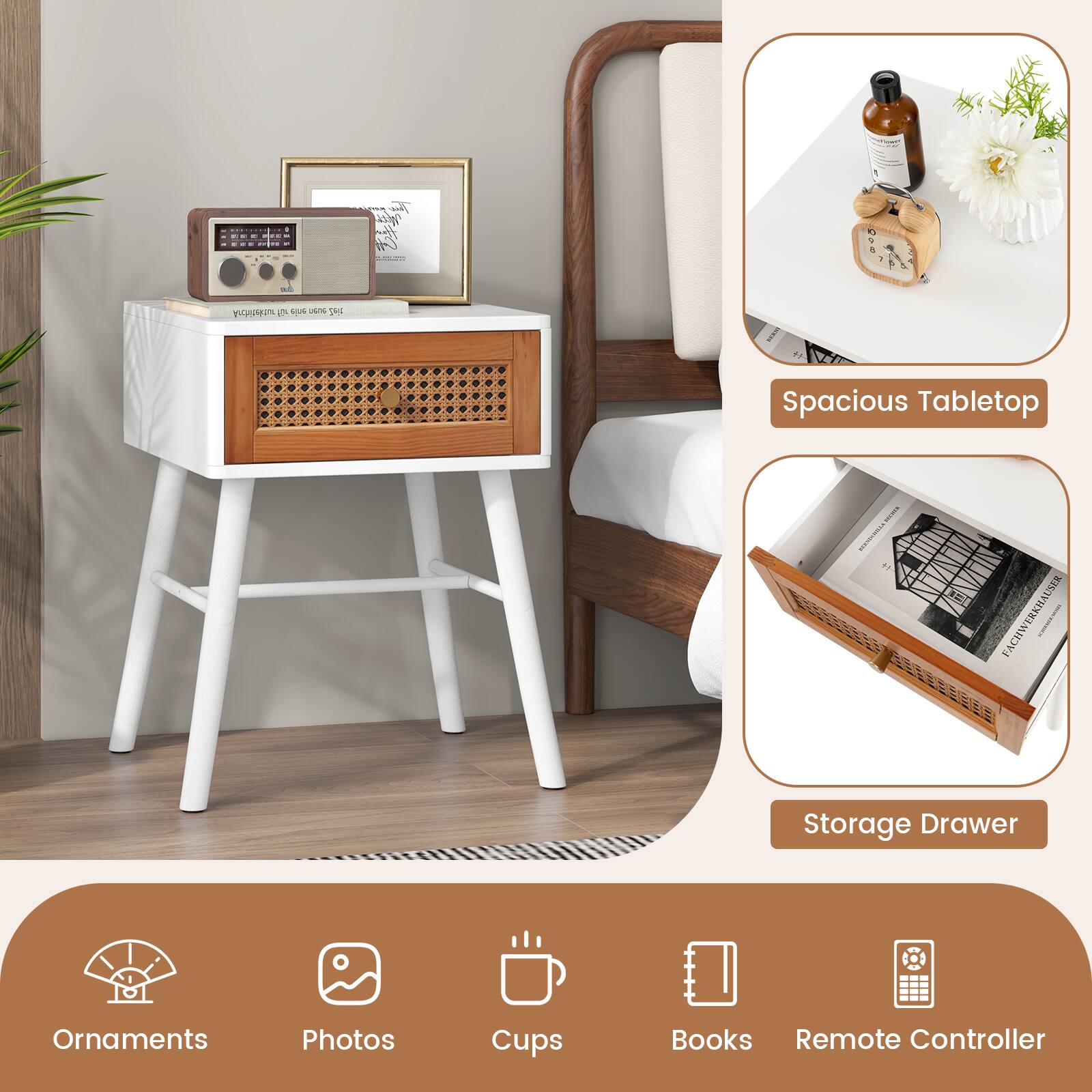 The i nthing_o_ 5 1om uns T4 I Spacious Tabletop Storage Drawer Ornaments Photos Cups Books Remote Controller