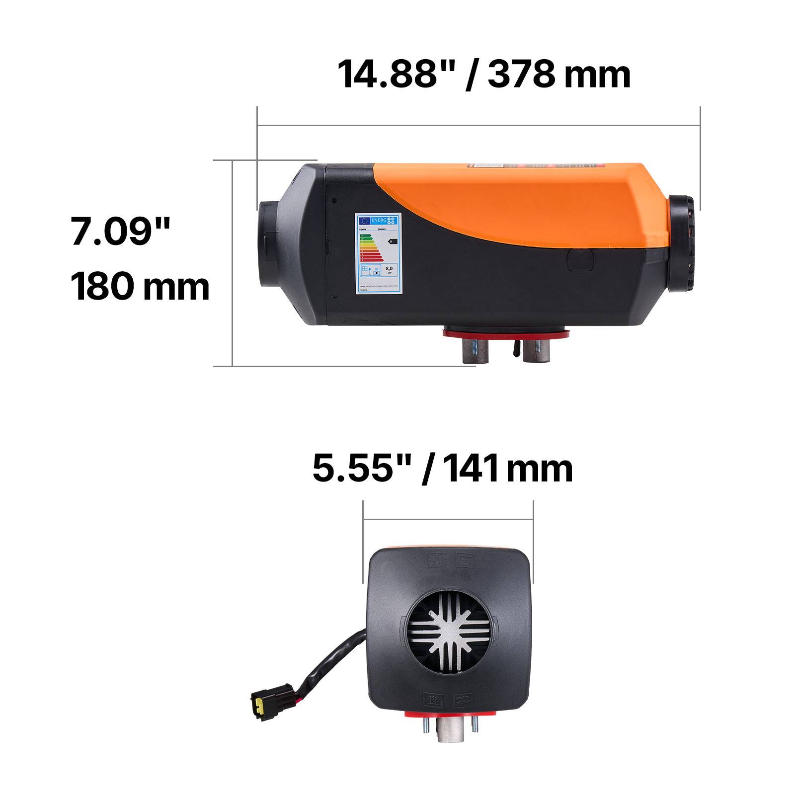 14.88" / 378 mm  
7.09" / 180 mm  
5.55" / 141 mm