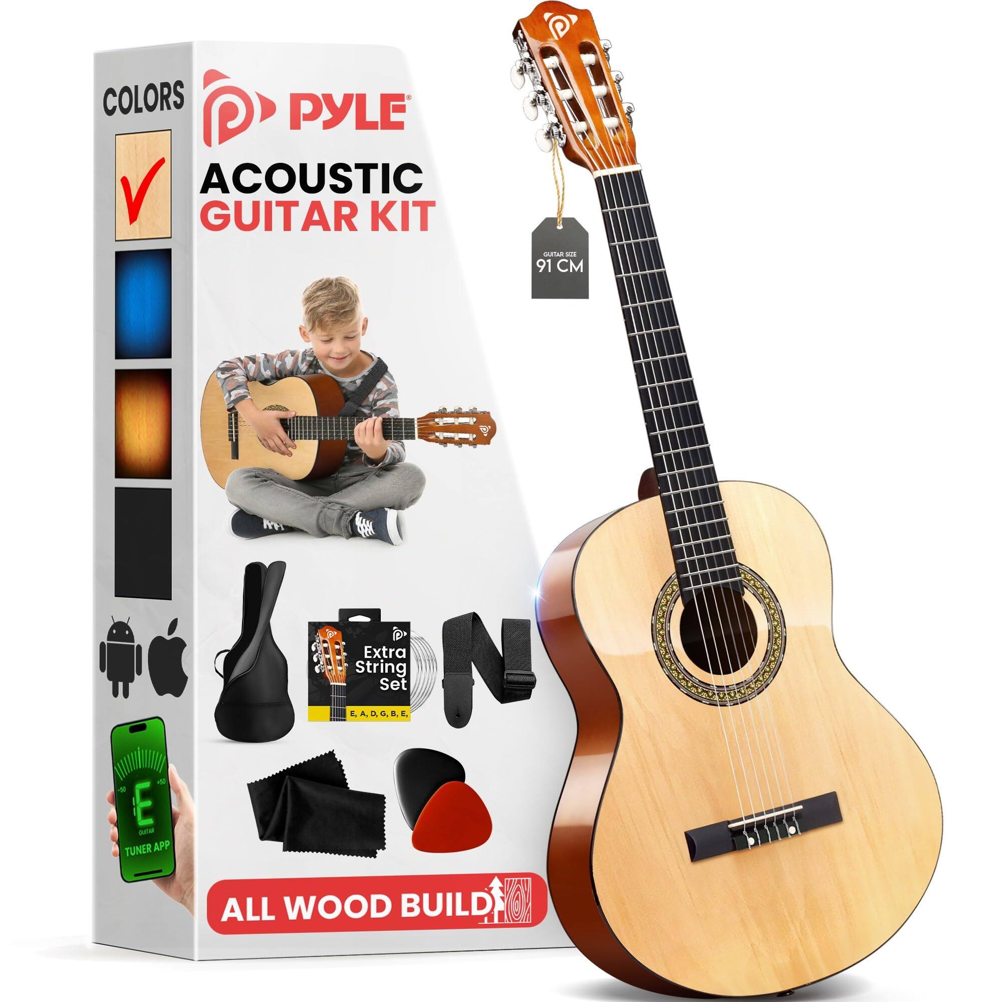 PYLE - Beginner Acoustic Guitar Kit, 3/4 Junior - Natural price history on PriceWatchPro