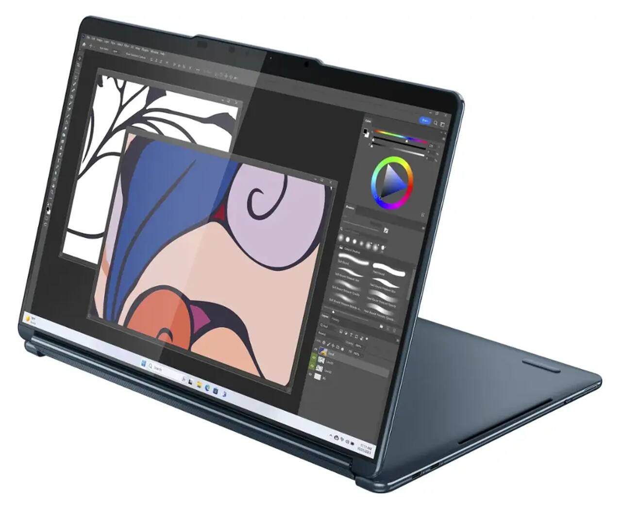 Alt View 5. Lenovo - Lenovo Yoga Book 9i 2-in-1 Laptop 13.3 2.8K (Intel Ultra 7 155U, 16GB LPDDR5X, Win 11 Pro) w/USB Hub - Tidal Teal.
