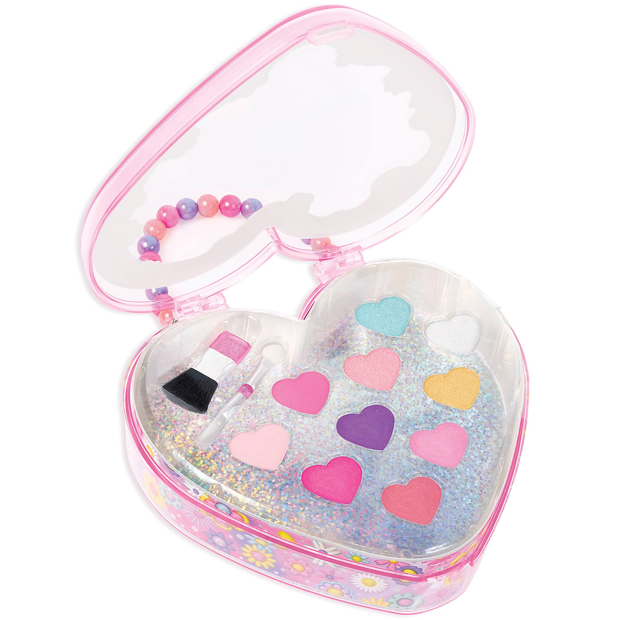 Alt View 1. Make It Real - Glimmer & Glow: Sweetheart Cosmetic Case - Heart-Shaped Beauty Box.