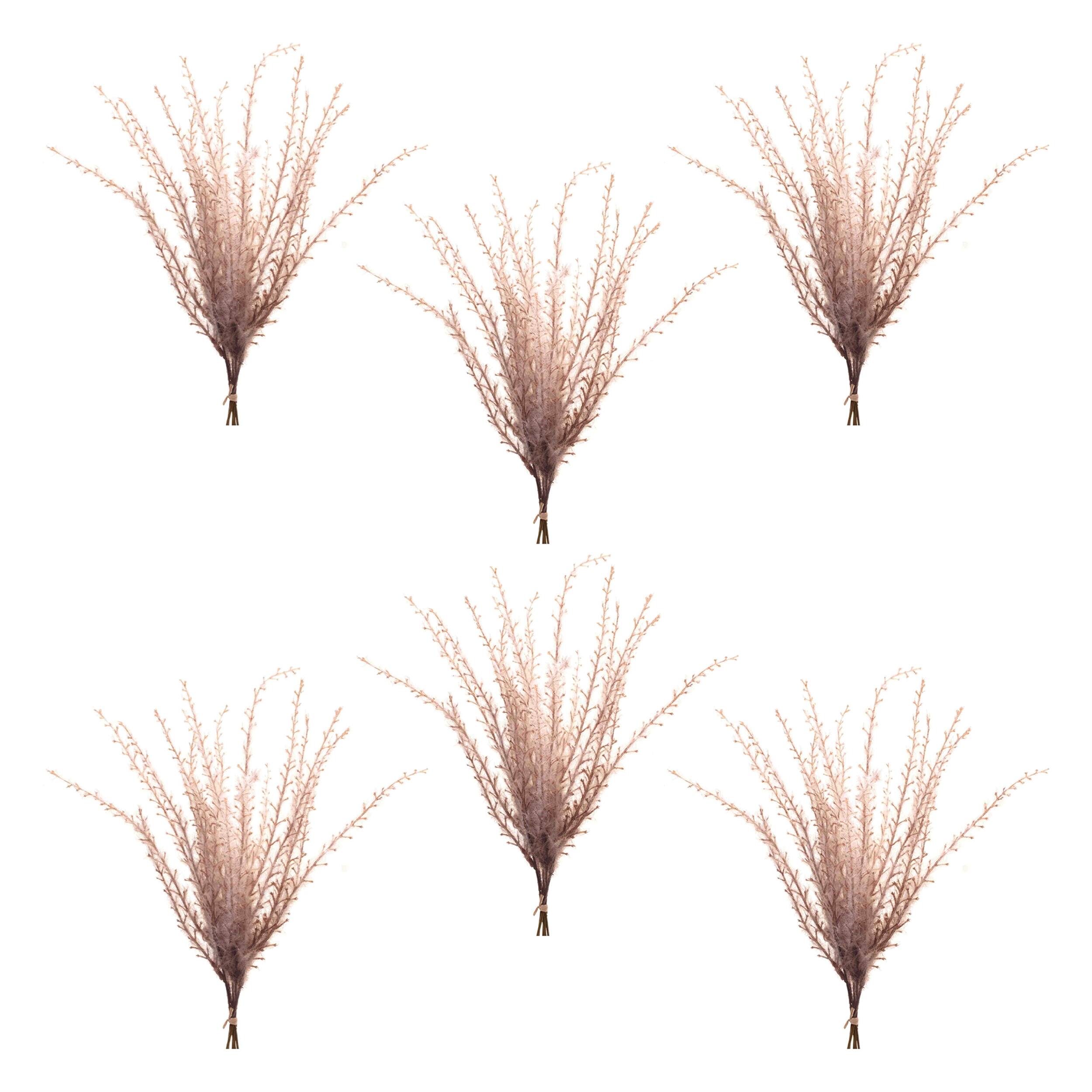 Left. BreeBe - Grass Plume Bundle (Set of 6) - Brown.