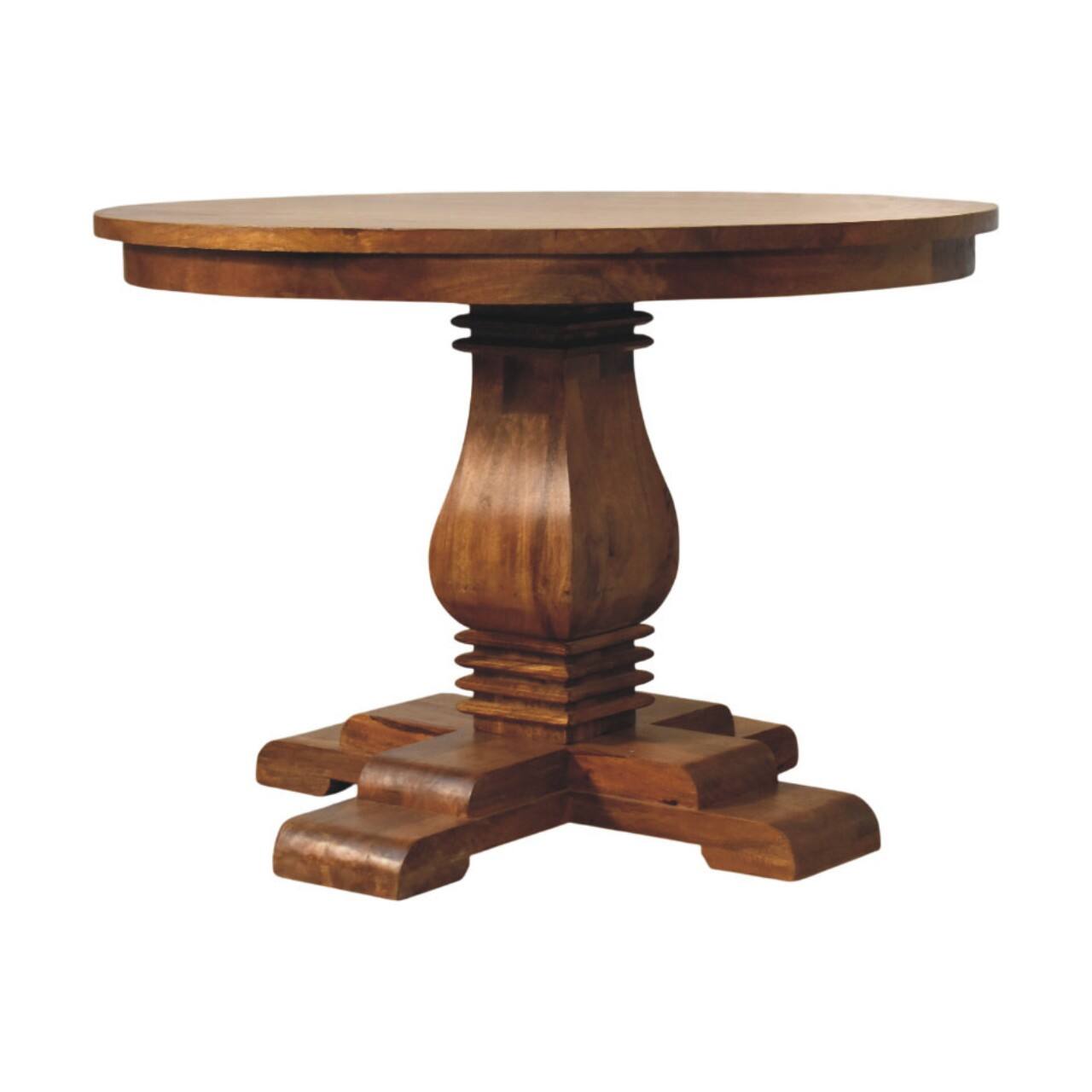 Left. Artisan Furniture - Round Pedestal Dining Table, Brown - Brown.