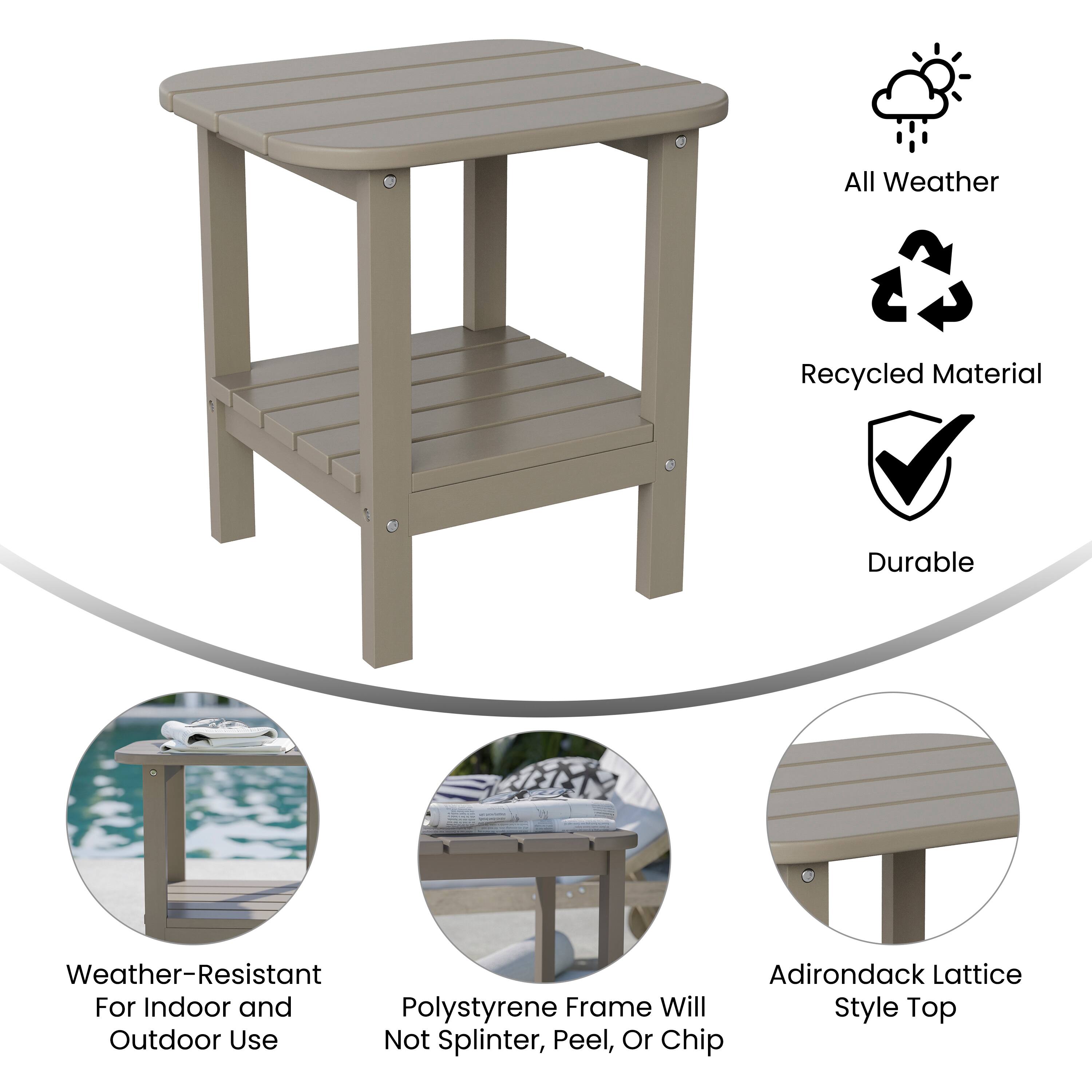 All Weather Recycled Material Durable Weather-Resistant Adirondack Lattice For Indoor and Outdoor Use Not Splinter, Peel, Or Chip

- All Weather
- Recycled Material
- Durable
- Weather-Resistant For Indoor and Outdoor Use
- Polystyrene Frame Will Not Splinter, Peel, Or Chip
- Adirondack Lattice Style Top
