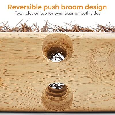 Reversible push broom design  
Two holes on top for even wear on both sides