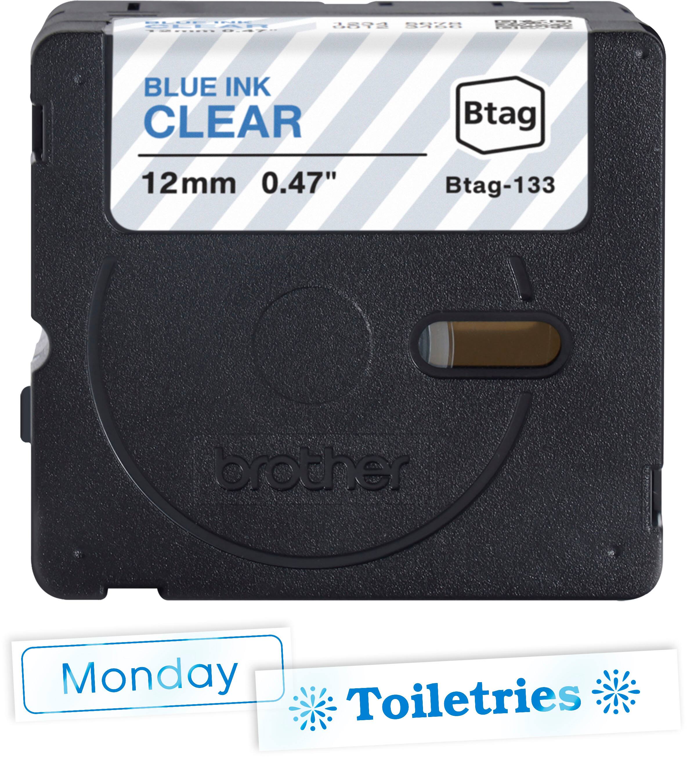 "Blue Ink Clear 12mm 0.47" Btag-133 or other Monday Toiletries."