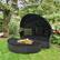 Alt View 1. Costway - Patio Round Daybed with Retractable Canopy Rattan Sectional Seating - Black.
